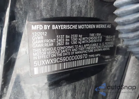 2013 BMW X3 xDrive28I from USA, damaged, VIN 5UXWX9C59D0D00970